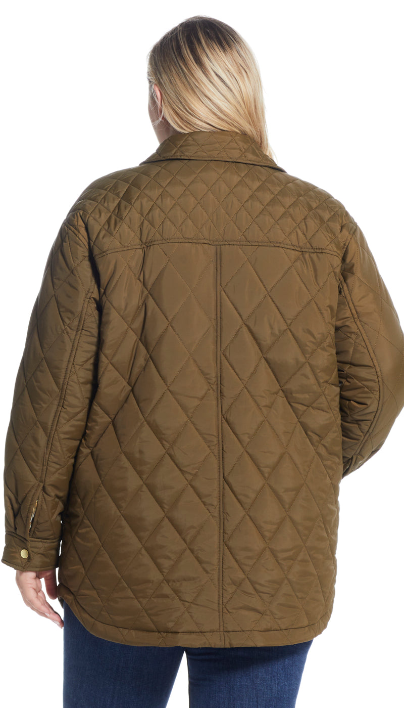 QUILTED SHACKET WITH PRINTED LINING