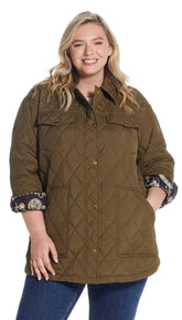 QUILTED SHACKET WITH PRINTED LINING