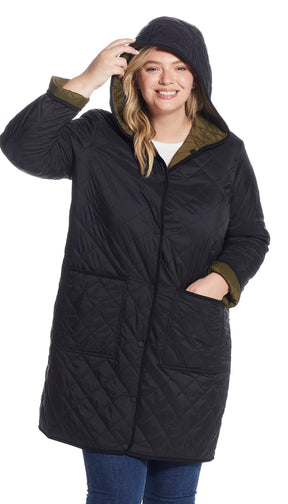 REVERSIBLE HOODED DUFFLE