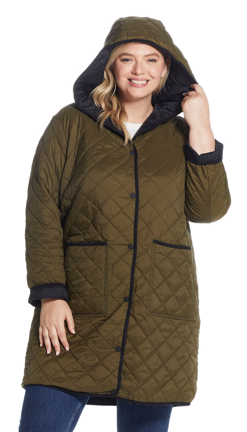 REVERSIBLE HOODED DUFFLE