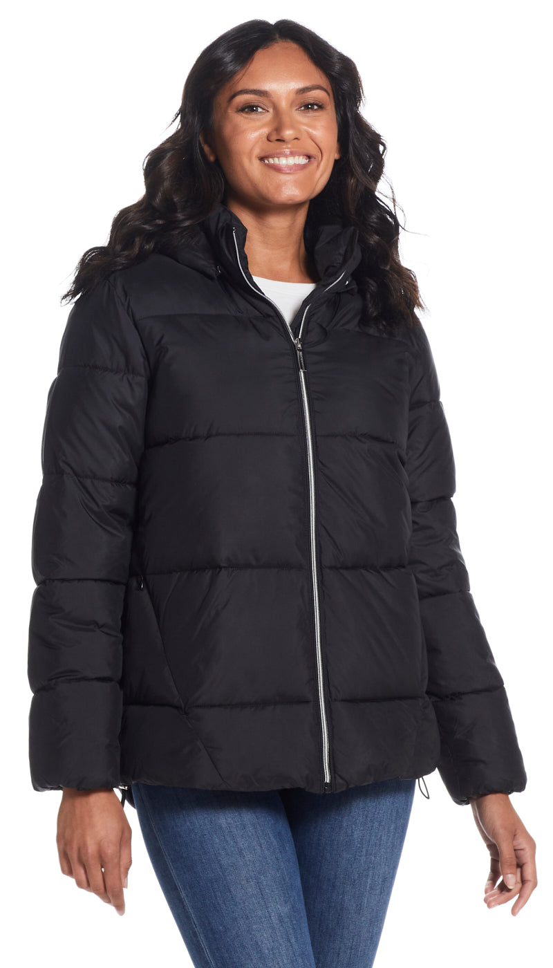 Hooded Puffer Jacket With Bib